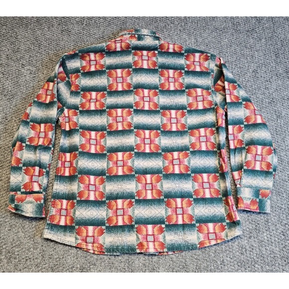 Cabelas For Women Button Up Flannel Shirt Aztec Pattern Red Teal Size Medium - Picture 6 of 6
